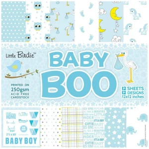 Baby Boy  Cardstock Pack 12" / Paquete de 12 Hojas de Cartulina Bebé Niño