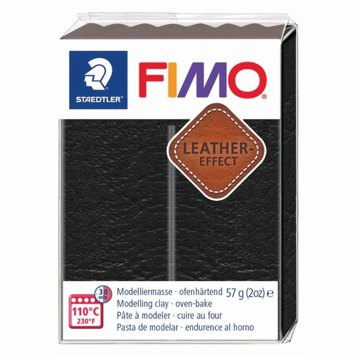 Fimo Leather Effect Polymer Clay Black / Arcilla Polimérica Efecto Cuero Negro
