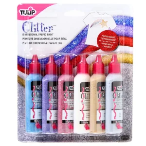 Dimensional Fabric Paint Glitter / 6 Pinturas Dimensionales para Tela Diamantina