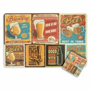 Set De Individuales Cerveza Con Porta Vasos FREE HOME X 4 Uds