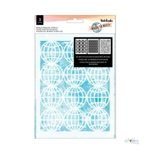 World Traveler Stencil Set /Set de 3 Plantillas Viajera del Mundo