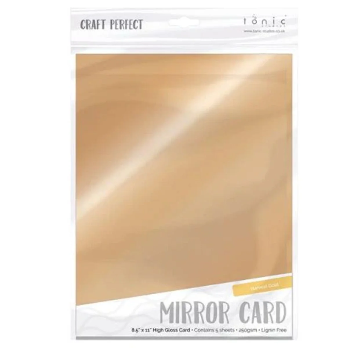 Satin Mirror Cardstock High Harvest Gold / 5 Hojas Cartulina Satinada Espejo Cosecha Dorada - Imagen 2