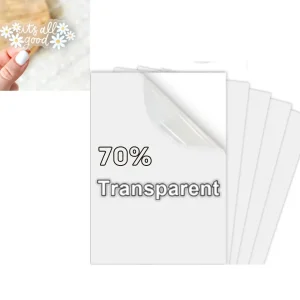 5 Hojas de Vinil Adhesivo Imprimible Semi-transparente Brillante
