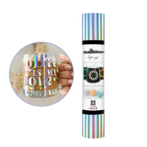 BF Holographic Rainbow Adhesive Vinyl / Vinil Adhesivo Libre de Burbujas Arcoíris Holográfico Plata