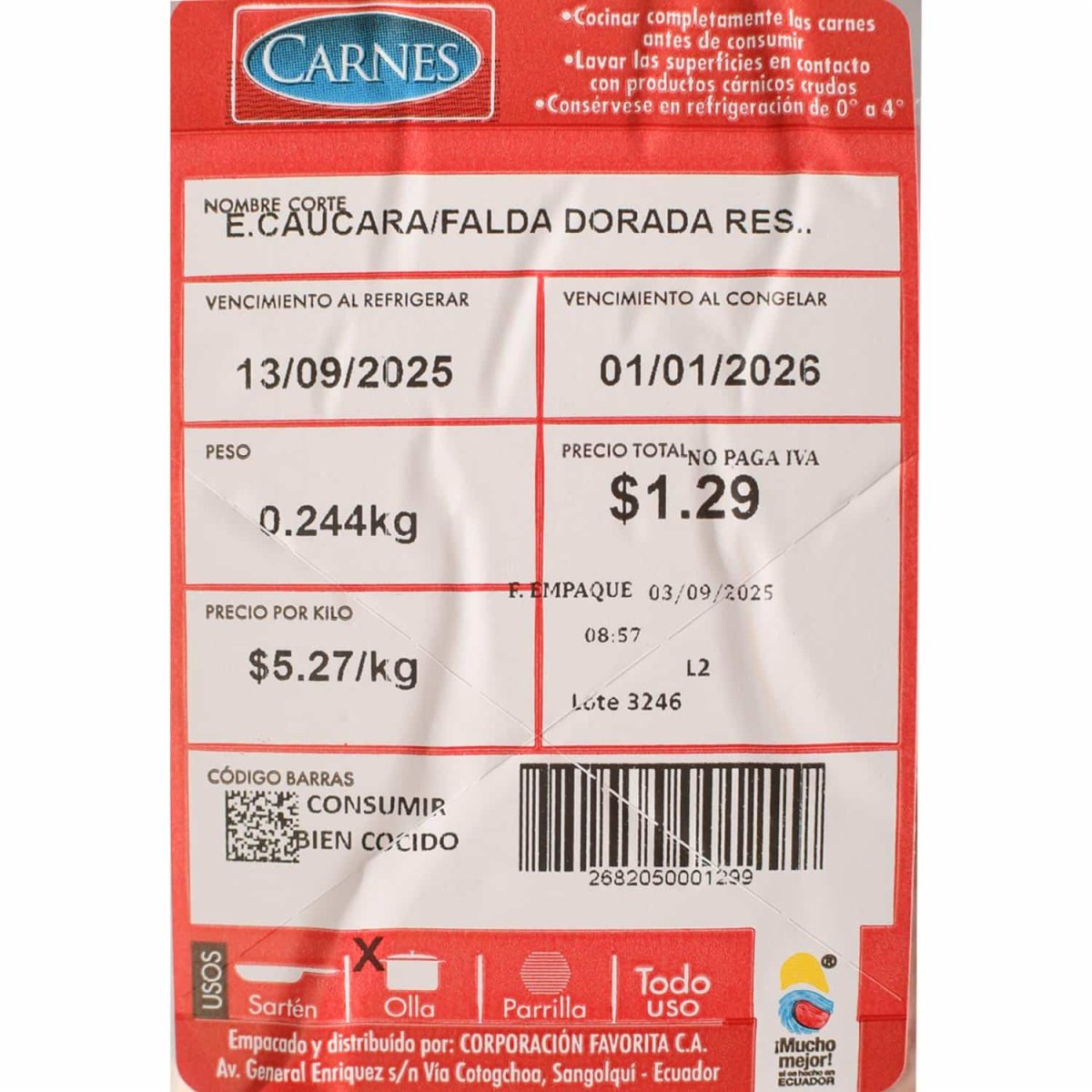 Caucara Falda Dorada De Res SUPERCARNES Al Peso - Imagen 3