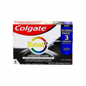 Crema Dental Total 12 Carbón Activado Con Zinc COLGATE 3 X 75 Ml