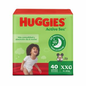 Pañales Desechables Active Sec Etapa 5/XXG  Más Comodidad y Absorción HUGGIES X 40 Uds
