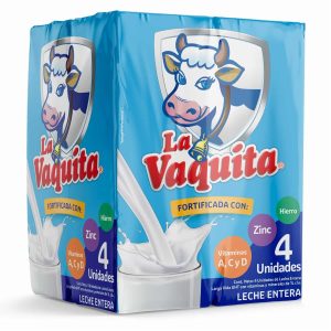 Leche Entera Larga Vida UHT LA VAQUITA 4×1000 Ml