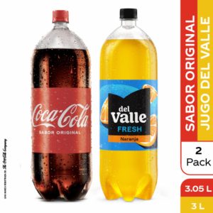 Bebida Gaseosa Coca-Cola+ Jugo Del Valle 2 Pack FANTA 3 050 Ml + 3000 Ml