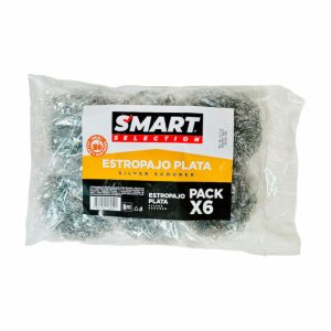 Estropajo Multiusos De Plata Ideal Para Ollas Y Sartenes SMART SELECTION X 6 Uds