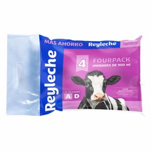 Leche Deslactosada Larga Vida Uht REY LECHE Funda 4 X 900 Ml
