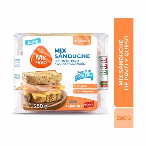 Mix Sanduchero Jamón De Pavo Y Queso Holandes MR. PAVO 260 G