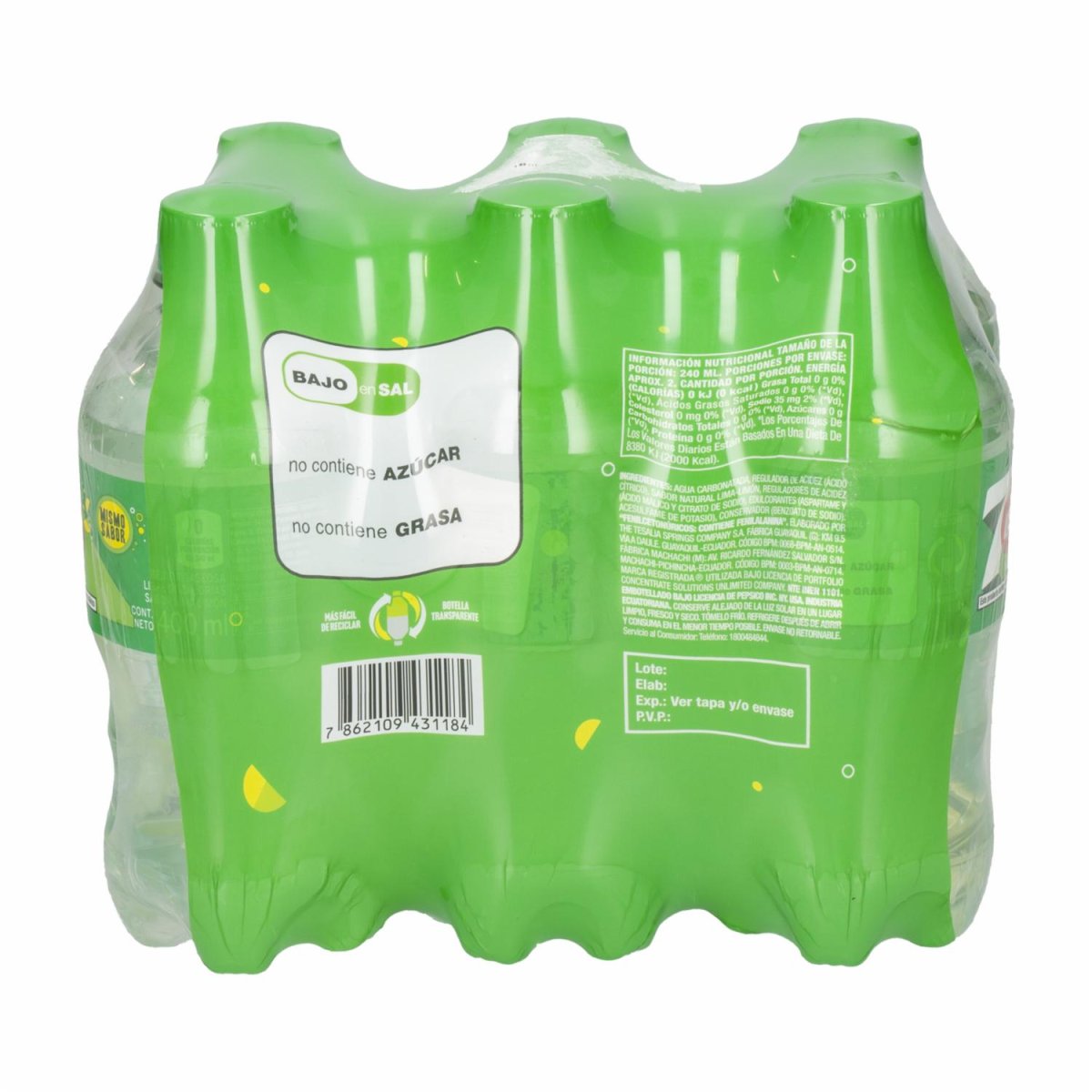 Bebida Gaseosa Sabor A Lima Limón SEVEN UP 6 X 400 Ml - Imagen 2