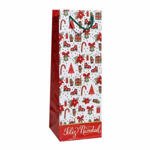 Funda Regalo Para Botella Estándar Navideña EXH 12cm x 34.70cm x 11.50 cm