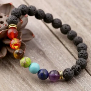 Pulsera de Piedras Volcánicas con Gemas