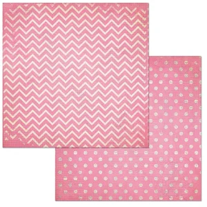 Passion Fruit Chevron Dot Cardstock / Cartulina Textuizada de Puntitos y Zig Zag Doble Cara