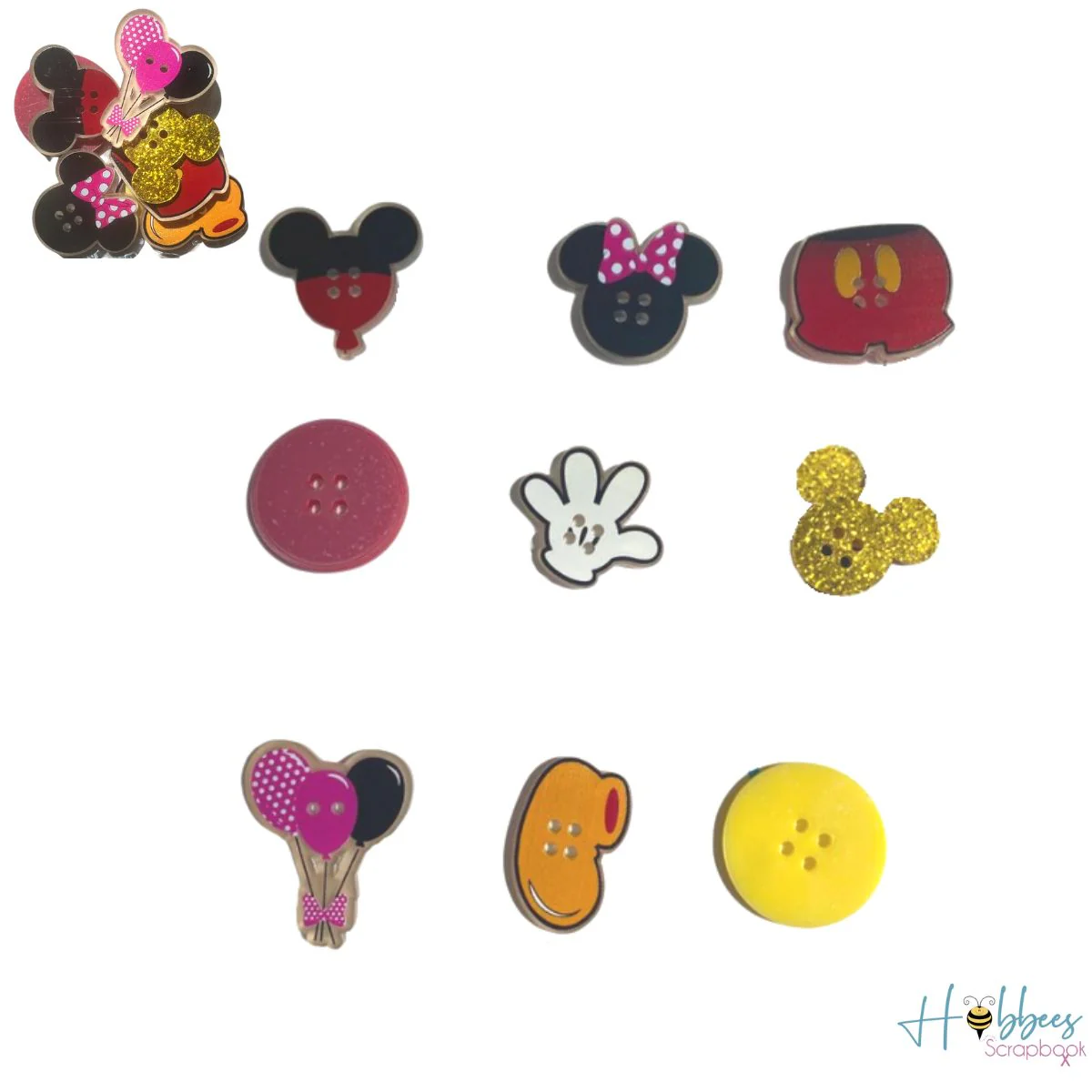 Set de 9 Botones Mickey de Acrílico
