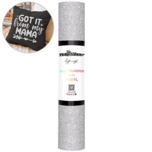 Silver Glitter Puff Heat Transfer Vinyl / Vinil Termoadhesivo Inflable Plata