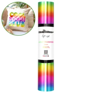 Metallic Chrome Heat Transfer Vinyl Rainbow Stripe / Vinil Metálico Termoadhesivo Arcoiris