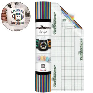 BF Holographic Rainbow Adhesive Vinyl Dark Grey / Vinil Adhesivo Libre de Burbujas Arcoíris Holográfico Gris