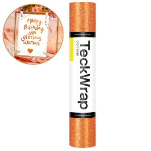 Orange Burst Glitter Adhesive Vinyl / Vinil Adhesivo con Diamantina Naranja