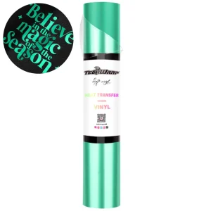 Light Teal Metallic Pearlescent HTV / Vinil Termoadhesivo Perlado Metálico Verde