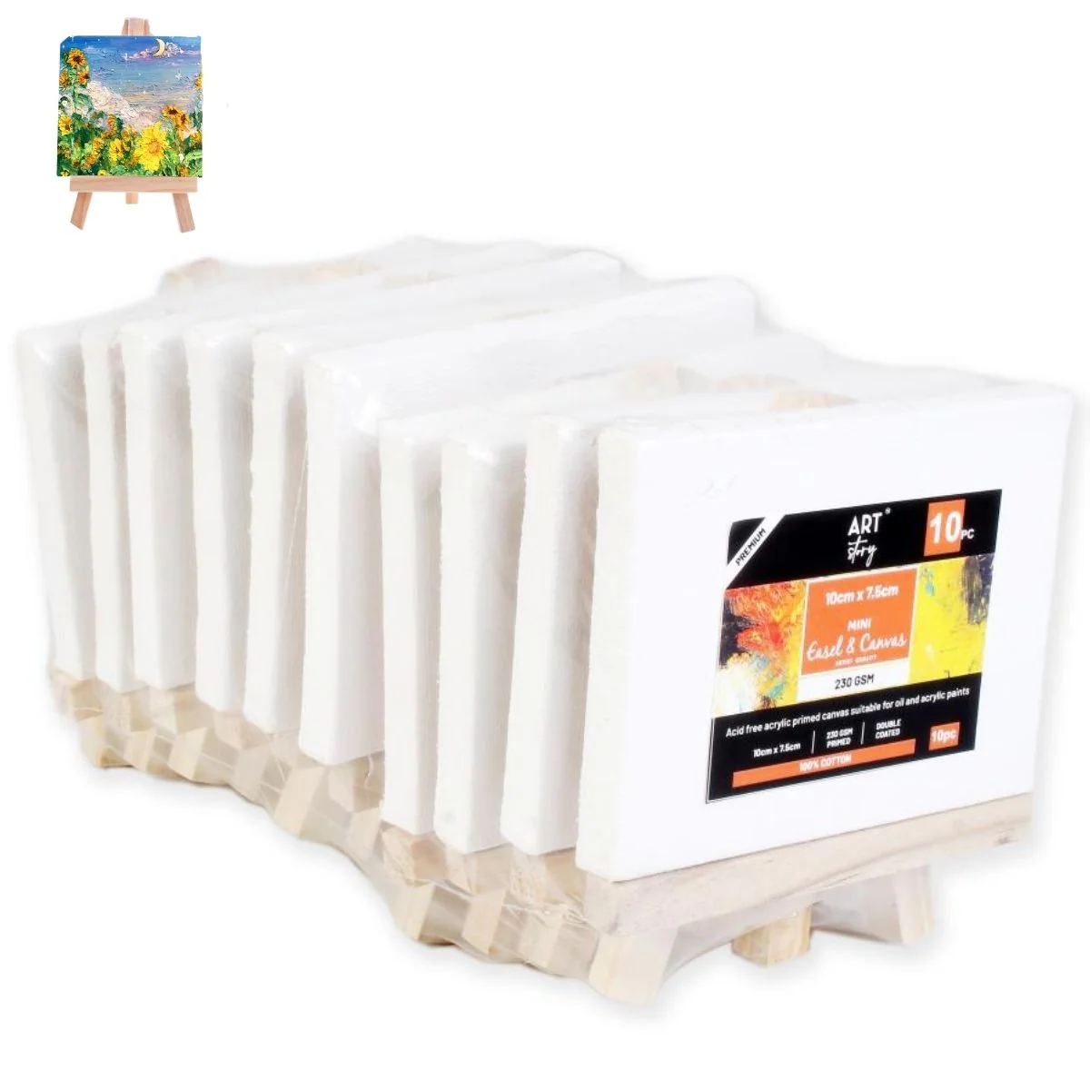 Wooden Mini Easel With Canvas 4.5" / 10 Mini Caballetes con Bastidor