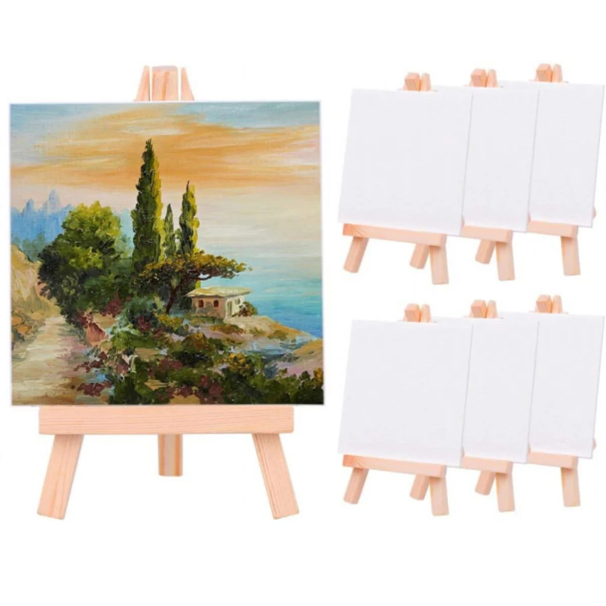Wooden Mini Easel With Canvas 4.5" / 10 Mini Caballetes con Bastidor - Imagen 2