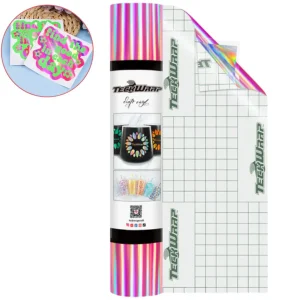 Pink BF Holographic Rainbow Adhesive Vinyl / Vinil Adhesivo Holográfico Sin Burbujas Rosa