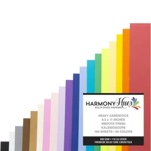 Kaleidoscope Cardstock 8.5" 300gm / 100 Hojas Cartulina Premium Carta 20 Colores