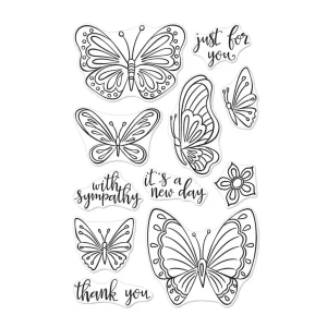 Hero Arts New Day Butterflies Clear Stamps / Sellos Transparentes Mariposas Del Nuevo Día