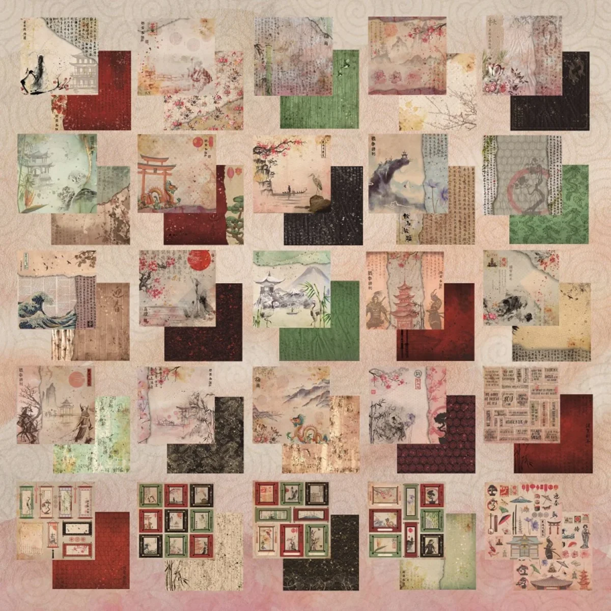 Paquete 24 Papeles Love In Japan Recortables 8x8" - Imagen 2