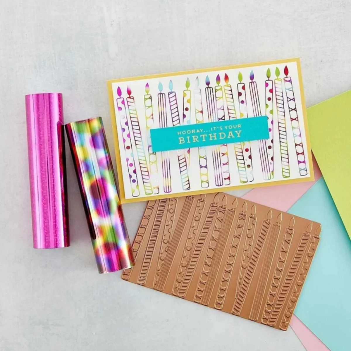 Glimmer Hot Foil Roll - Rainbow Confetti / Rollo Lamina Brillante Confeti Arcoíris - Imagen 2