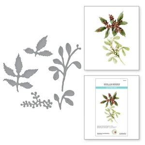 Winterberry & Mistletoe Etched Dies / Suaje Grabado Muérdago Y Bayas Invernales