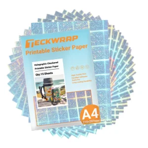Holo Checkered Inkjet Printable Sticker Vinyl / 15 Hojas de Vinilo Adhesivo Imprimible Holográfico Cuadros