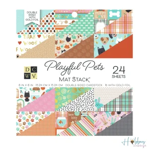 Playful Pets Mat Stack / Block Cartulina Doble Cara 6" Mascotas