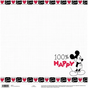 Mickey Black & White Grid Cardstock 12 x 12" / Cartulina Estampada Disney
