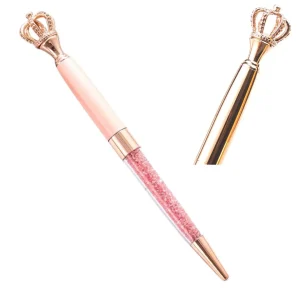 Bolígrafo Rosa, Tinta Negra con Detalles Oro Rosa