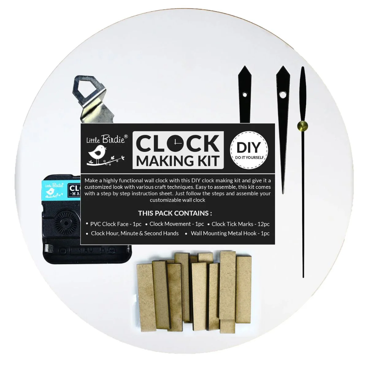 Clock Making Kit PVC / Kit de Reloj de Pared Blanco