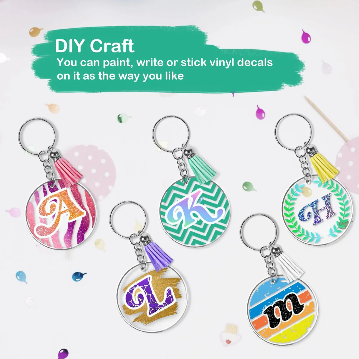 Round Acrylic Keychain Blanks / Set para Hacer 5 Llaveros de Acrílico - Imagen 3