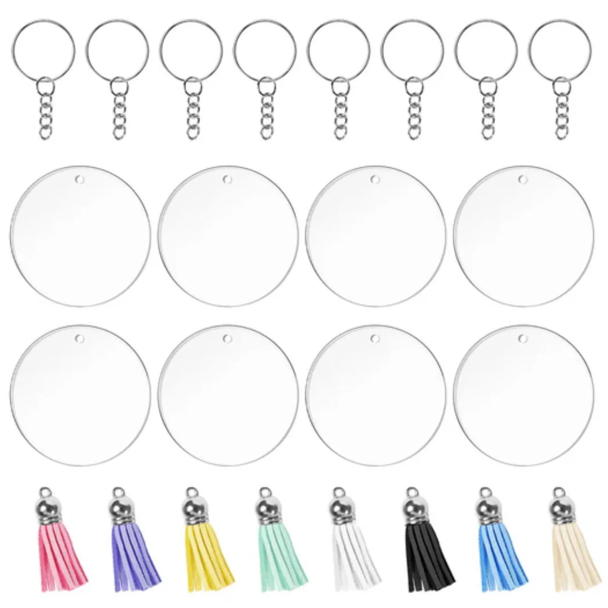 Round Acrylic Keychain Blanks / Set para Hacer 5 Llaveros de Acrílico