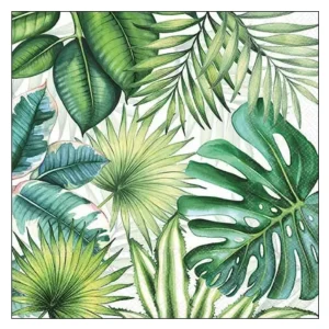 Servilleta de Papel Tropical Leaves White #161