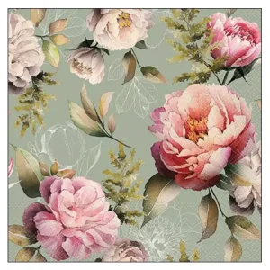 Servilleta de Papel Peonies Composition Green #170