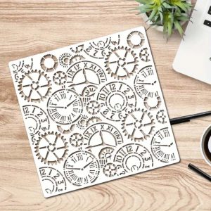 Esténcil de Relojes y Engranes