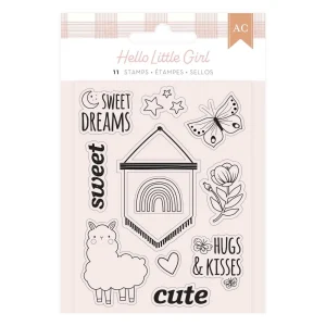 Hello Little Girl Mini Stamp Set / Juego de Mini Sellos