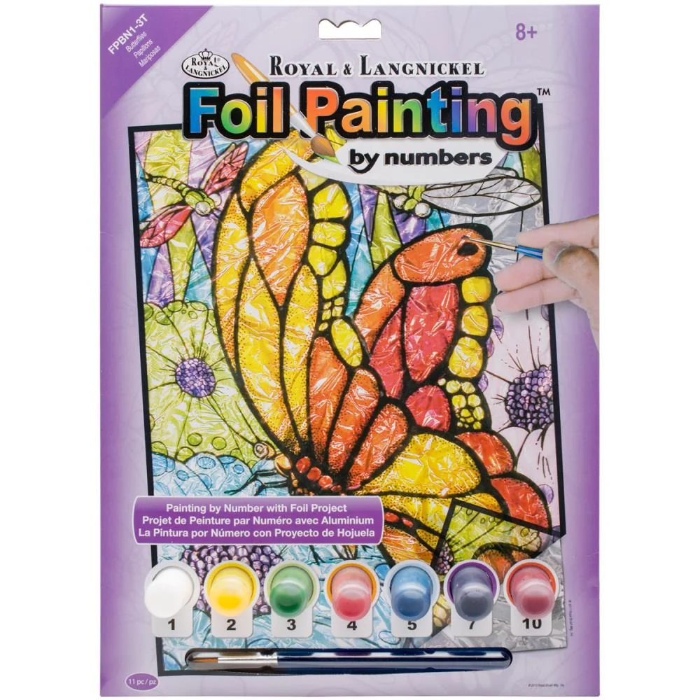 Foil Paint By Number Kit 8 x 10 Butterflies / Kit de Pintura por Número Mariposas - Imagen 2