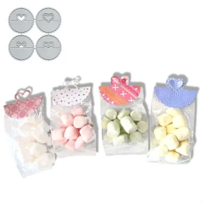 Suaje Etiquetas Circulares de Moño y Corazón.